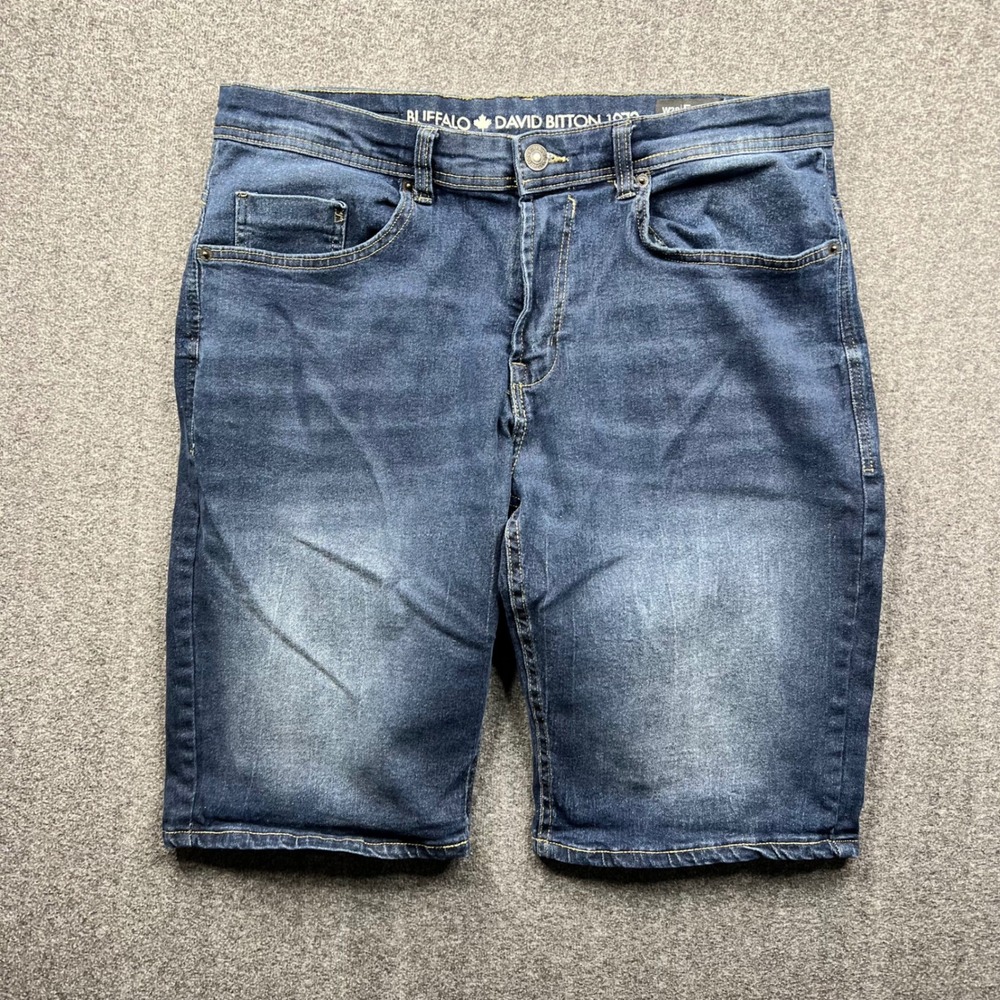 Buffalo David Bitton Evan-X Shorts Mens 38 Blue Fits 35 Denim Stretch